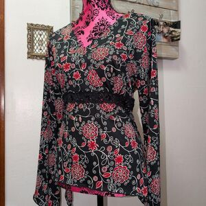 Fashion-bug Women's Black and Red Blouse